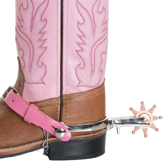 M&F Girls Pink Leather & Buckle Spur Set 5020030