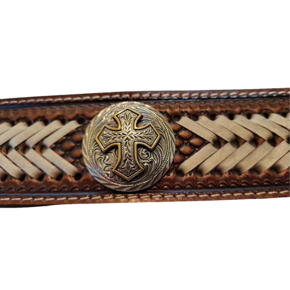 Nocona Men's Rawhide Concho Leather Brown Belt N210004208