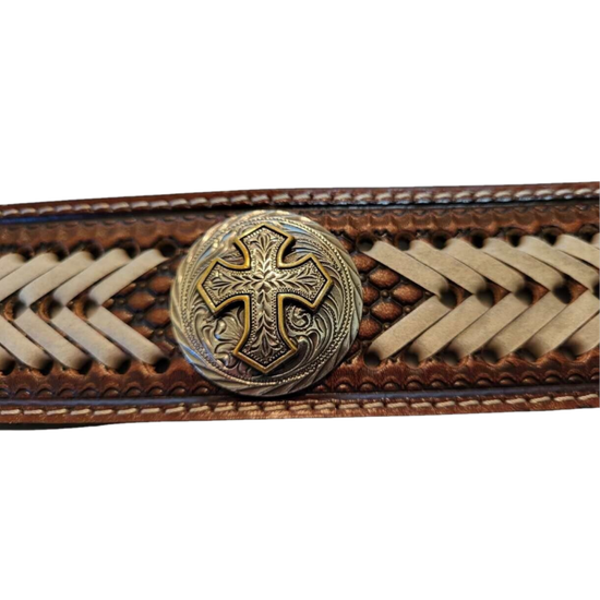 Nocona Men's Rawhide Concho Leather Brown Belt N210004208