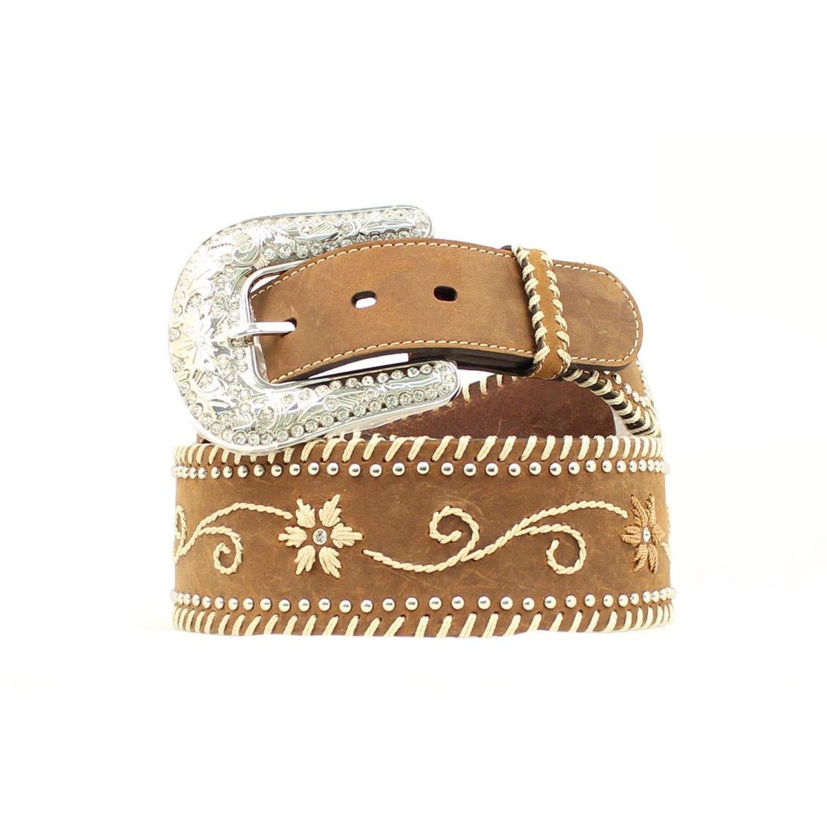 Nocona Ladies Wide Floral Embroidered Brown Leather Belt N3415002 – Wild  West Boot Store