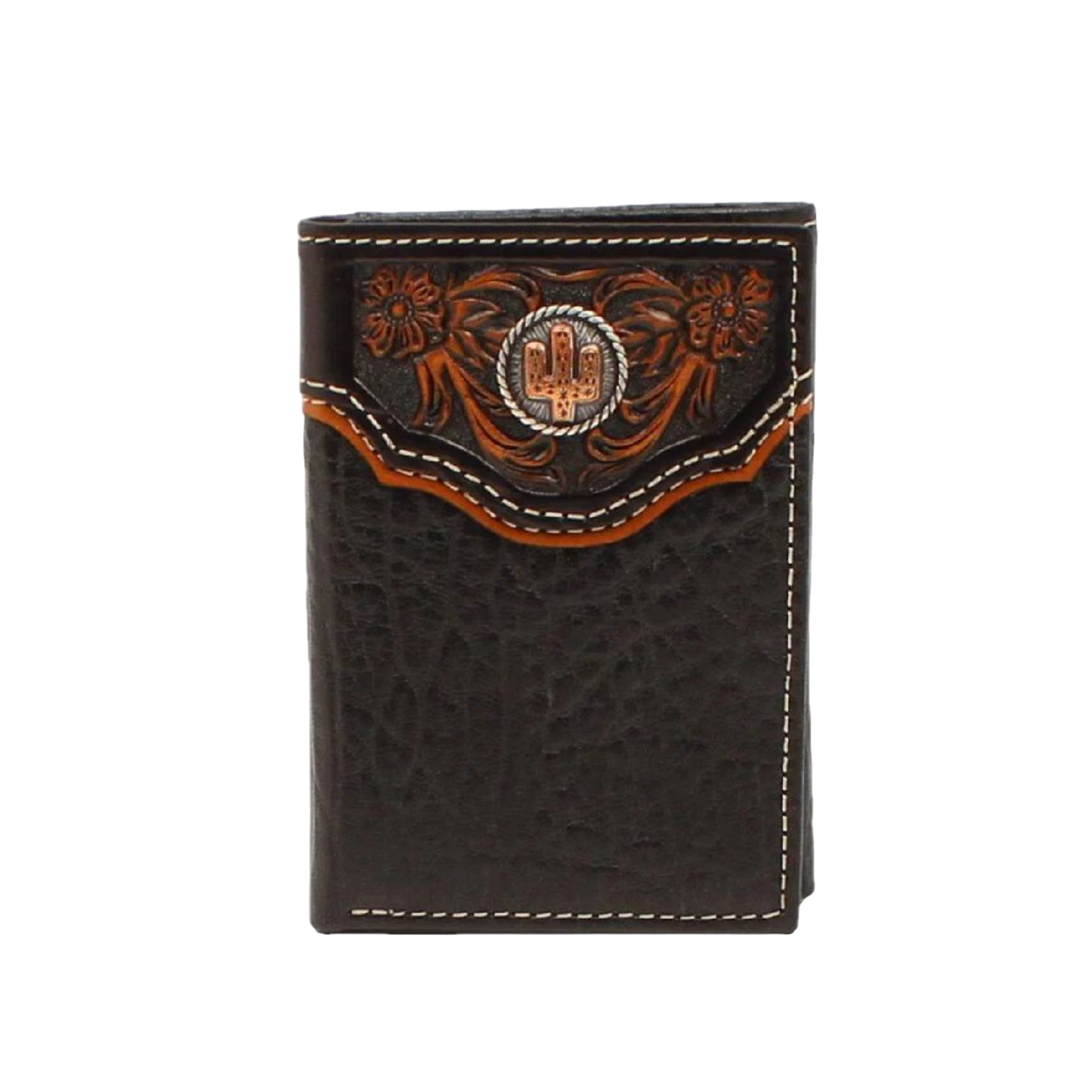 Nocona Men's Floral Embossed Black Leather Wallet N500004201