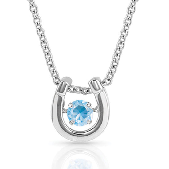 Load image into Gallery viewer, Montana Silversmiths Ladies Birthstone Horseshoe Necklace NC4742-MAR
