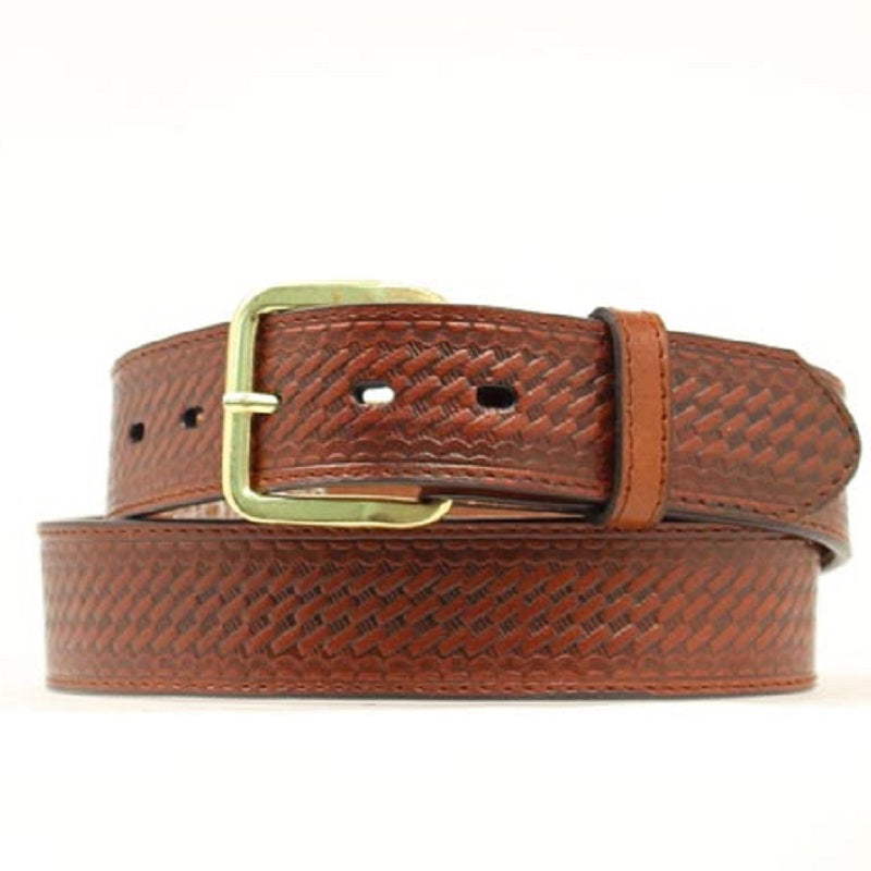 Nocona Men's Basketweave Embossed Brown Leather Belt N1012002