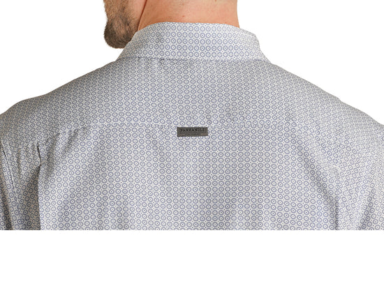 Panhandle Men's SS Geometric Print Blue Button Down Shirt P1D9653