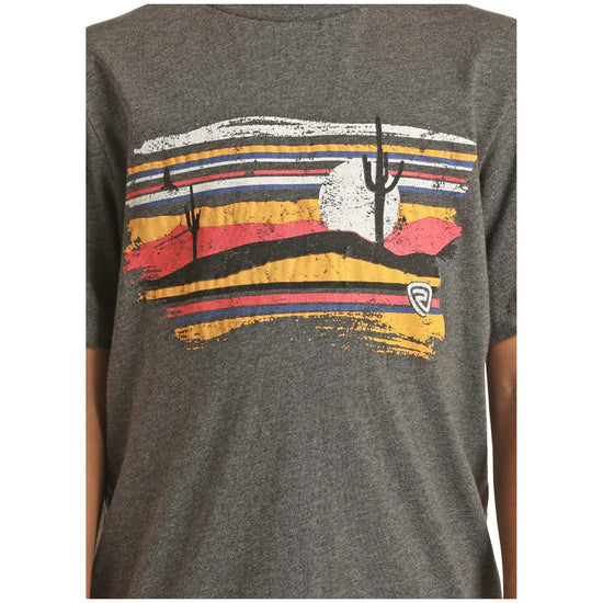 Rock & Roll Cowboy Desert Graphic Charcoal Grey T-Shirt P3T1524