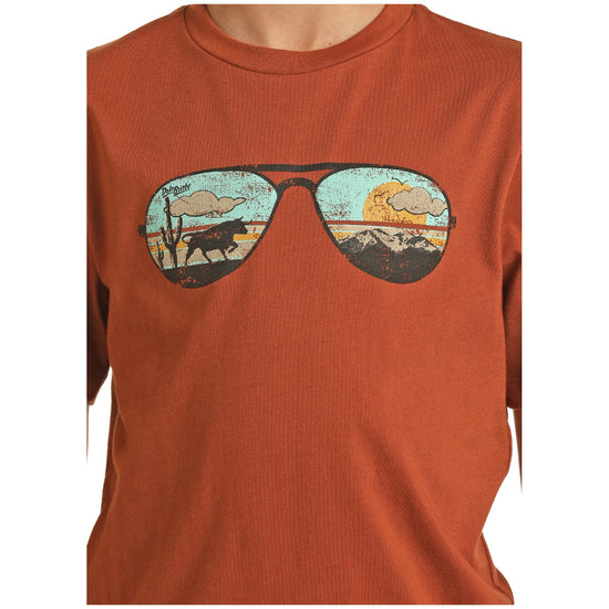 Rock & Roll Cowboy Children's Sunglass Graphic Rust Orange T-Shirt P3T1526