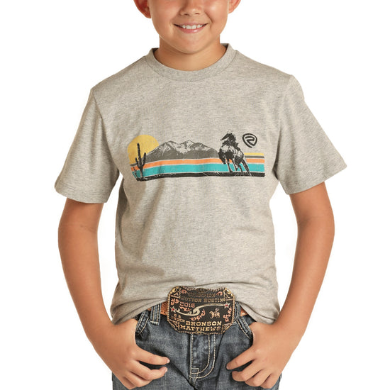 Load image into Gallery viewer, Rock &amp;amp; Roll Cowboy Children&amp;#39;s Cowboy Western Grey T-Shirt P3T8004
