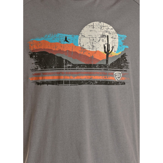 Rock & Roll Denim Men's Desert Graphic Grey Long Sleeve T-Shirt P8-2622