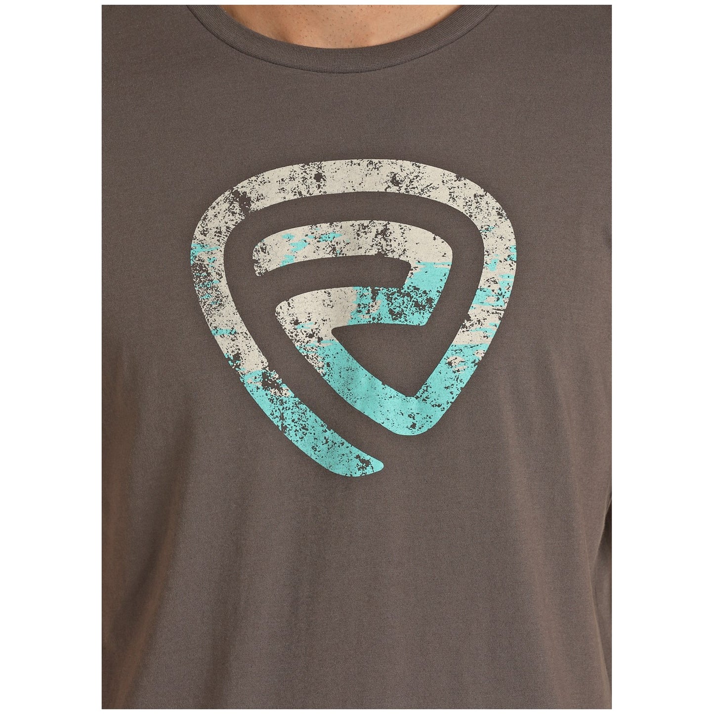 Rock & Roll Cowboy Men's Short Sleeve Charcoal Logo T-Shirt P9-1522