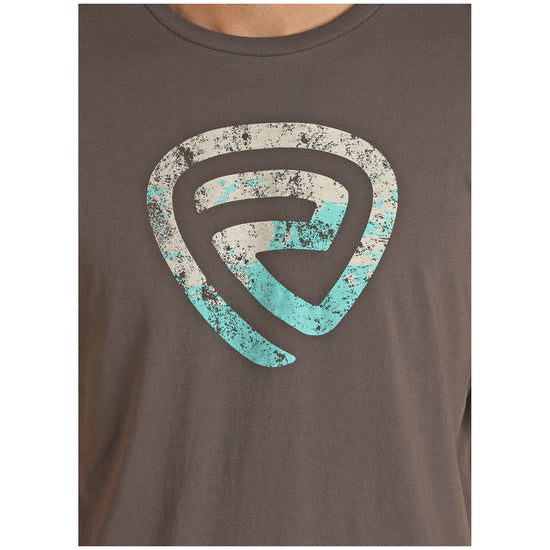 Rock & Roll Cowboy Men's Short Sleeve Charcoal Logo T-Shirt P9-1522