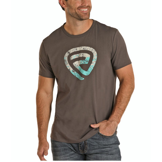 Rock & Roll Cowboy Men's Short Sleeve Charcoal Logo T-Shirt P9-1522
