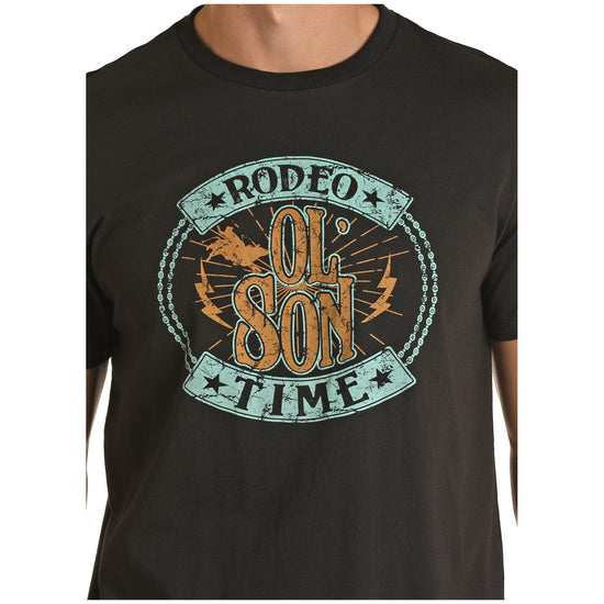 Rock & Roll Cowboy Men's Dale Brisby Rodeo Time Black T-Shirt P9-1525