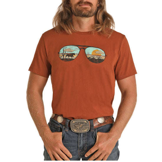 Rock & Roll Cowboy Men's Dale Brisby Sunset Orange T-Shirt P9-1526-90