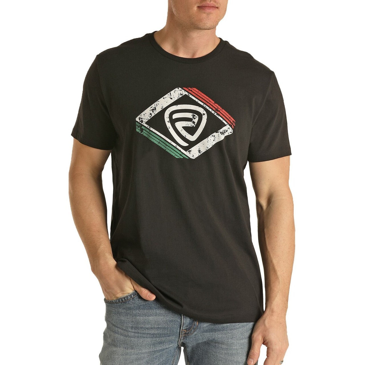 Rock & Roll Denim Mens Short Sleeve Logo Graphic Black T-Shirt P9-2615