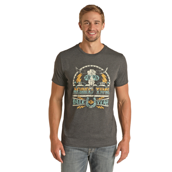 Rock & Roll Cowboy Men's Rodeo Time Charcoal Graphic T-Shirt P9-3364