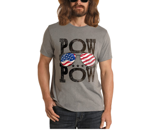 Rock & Roll Cowboy Men's Dale Brisby POW POW Slogan T-Shirt P9-9315