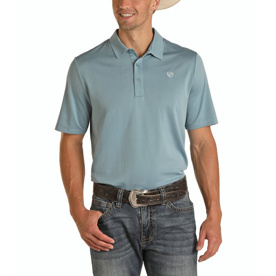 Load image into Gallery viewer, Rock &amp;amp; Roll Cowboy Men&amp;#39;s Short Sleeve Sky Blue Polo P9P8017-48
