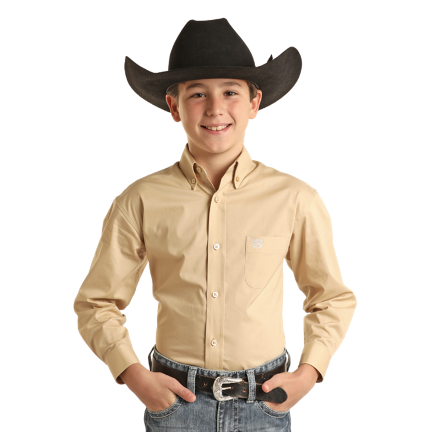 Panhandle Youth Boy's Solid Tan Button Down Shirt PBB2S01876-27