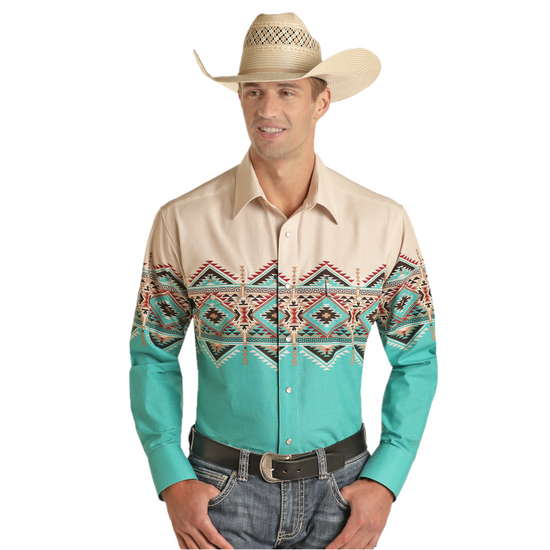 Panhandle® Men's Western Aztec Border Snap Shirt PHMSOSR0MX-84