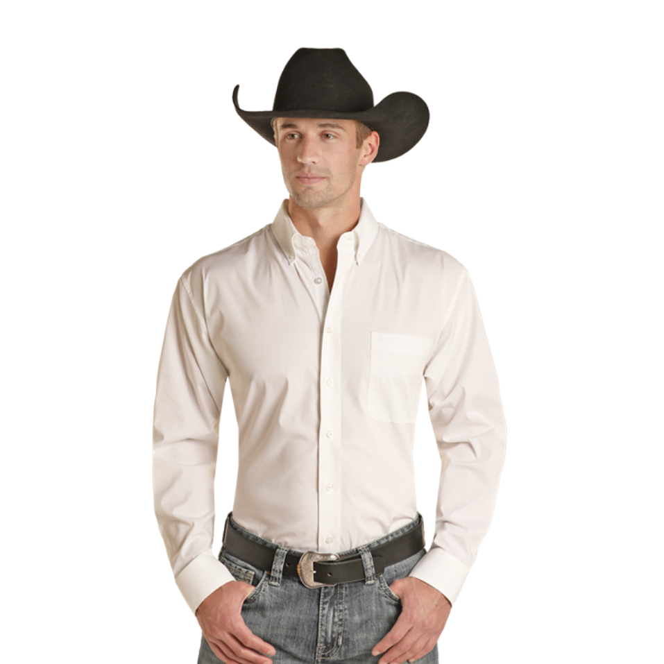 Panhandle Men's Rough Stock Solid White Snap Shirt PMN2S01876-15