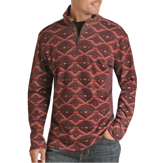 Powder River By Panhandle® Men's Knit Burgundy Quarter Zip PRMO91RZXR-62