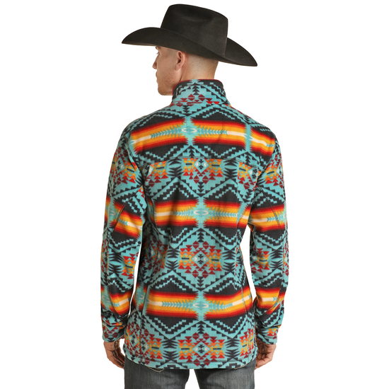 Powder River® Men's Aztec Teal Fleece Pullover PRMO91RZXV-81