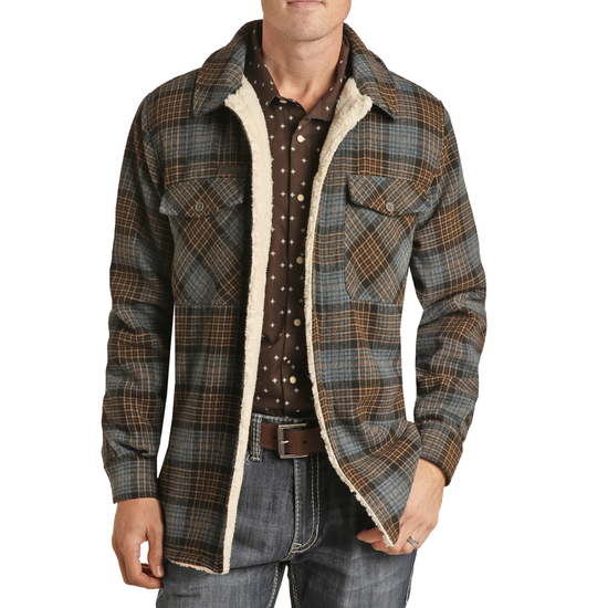 Powder River Outfitters® Men's Plaid Cotton Shirt Jacket PRMO92RZYL-02