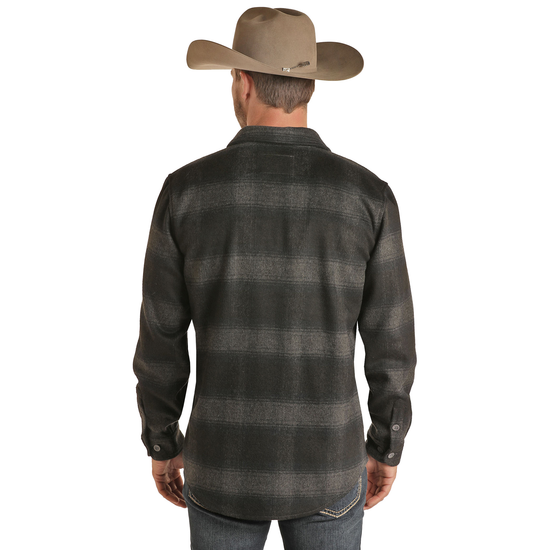 Powder River Outfitters® Men's Black Wool Shirt Jacket PRMO92RZZ4-02