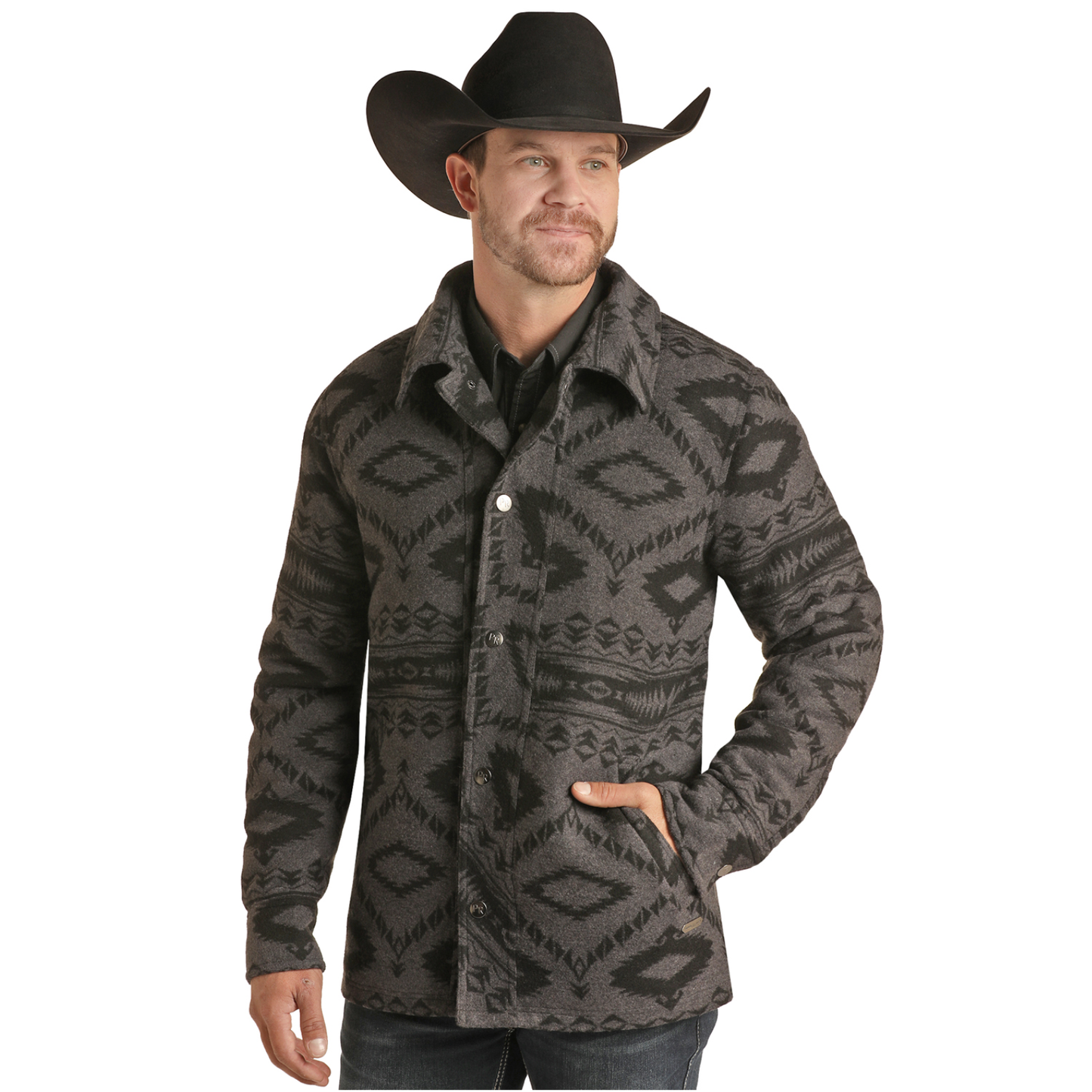 Powder River® Men's Boarder Wool Charcoal Jacket PRMO92RZZ9-02