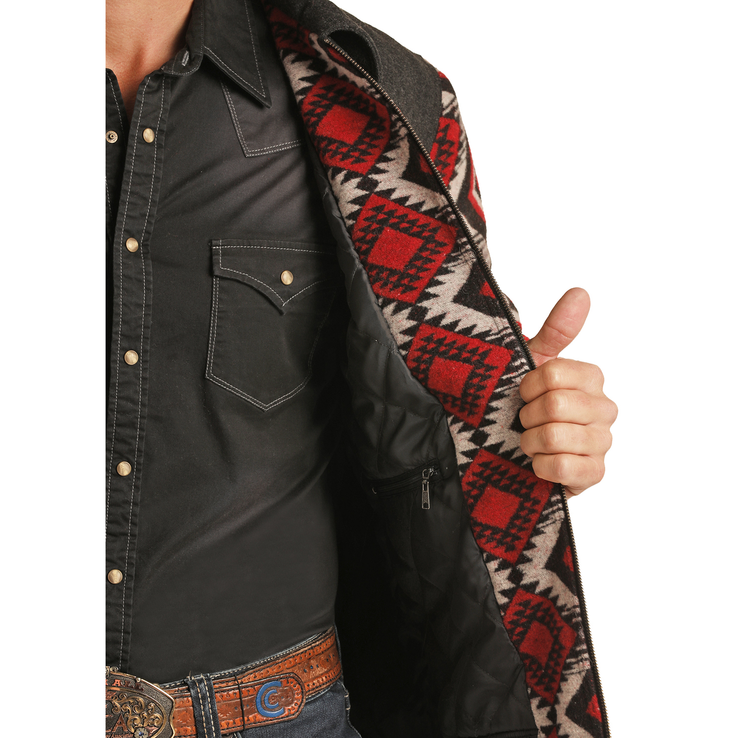 Powder River Outfitters® Men's Black Wool Aztec Coat PRMO92RZZD-64