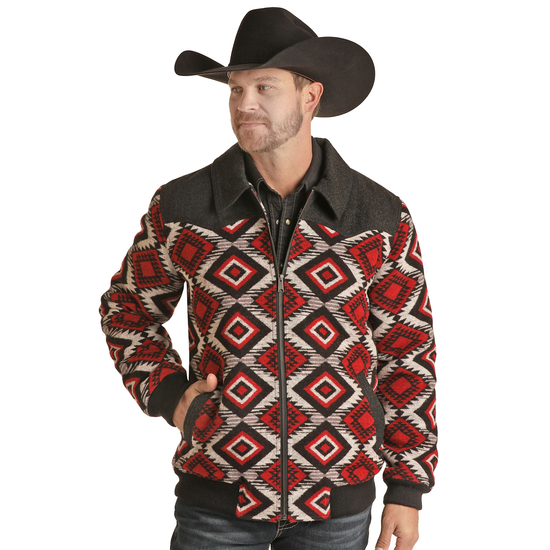 Powder River Outfitters® Men's Black Wool Aztec Coat PRMO92RZZD-64