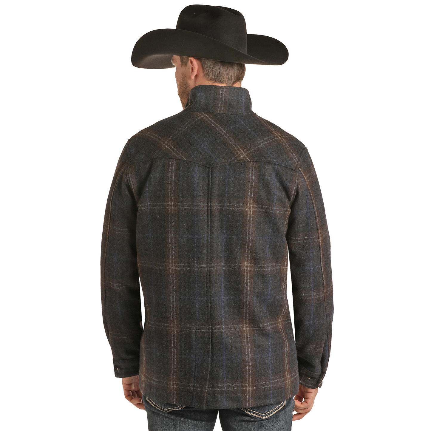 Powder River Outfitters® Men's Wool Plaid Navy Coat PRMO92RZZF-42
