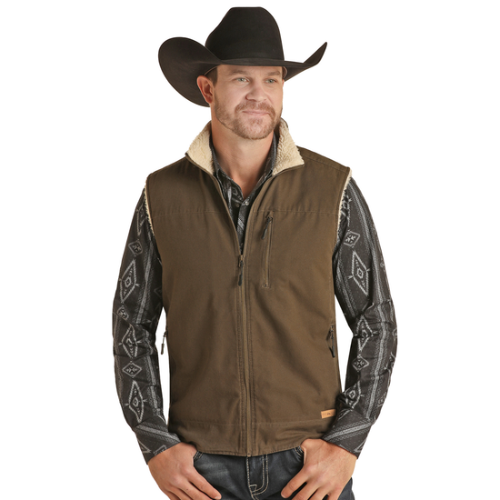 Powder River Outfitters® Men's Cotton Canvas Tan Vest PRMO98RZYS-27