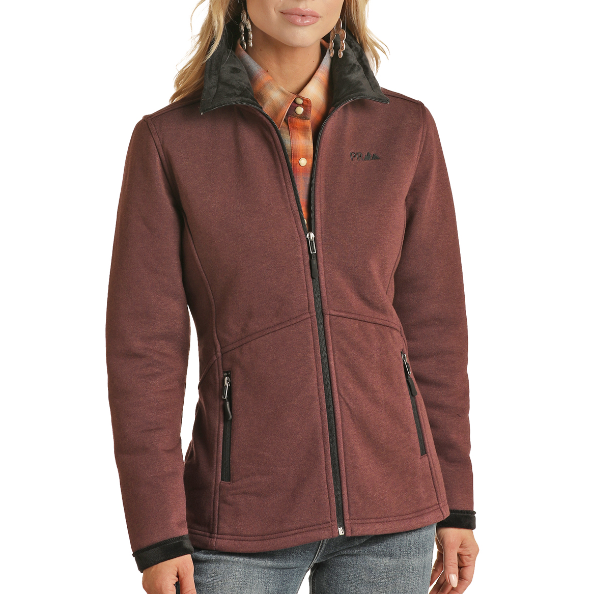 Panhandle® Ladies Heather Knit Maroon Zip Up Jacket PRWO92RZYD-60