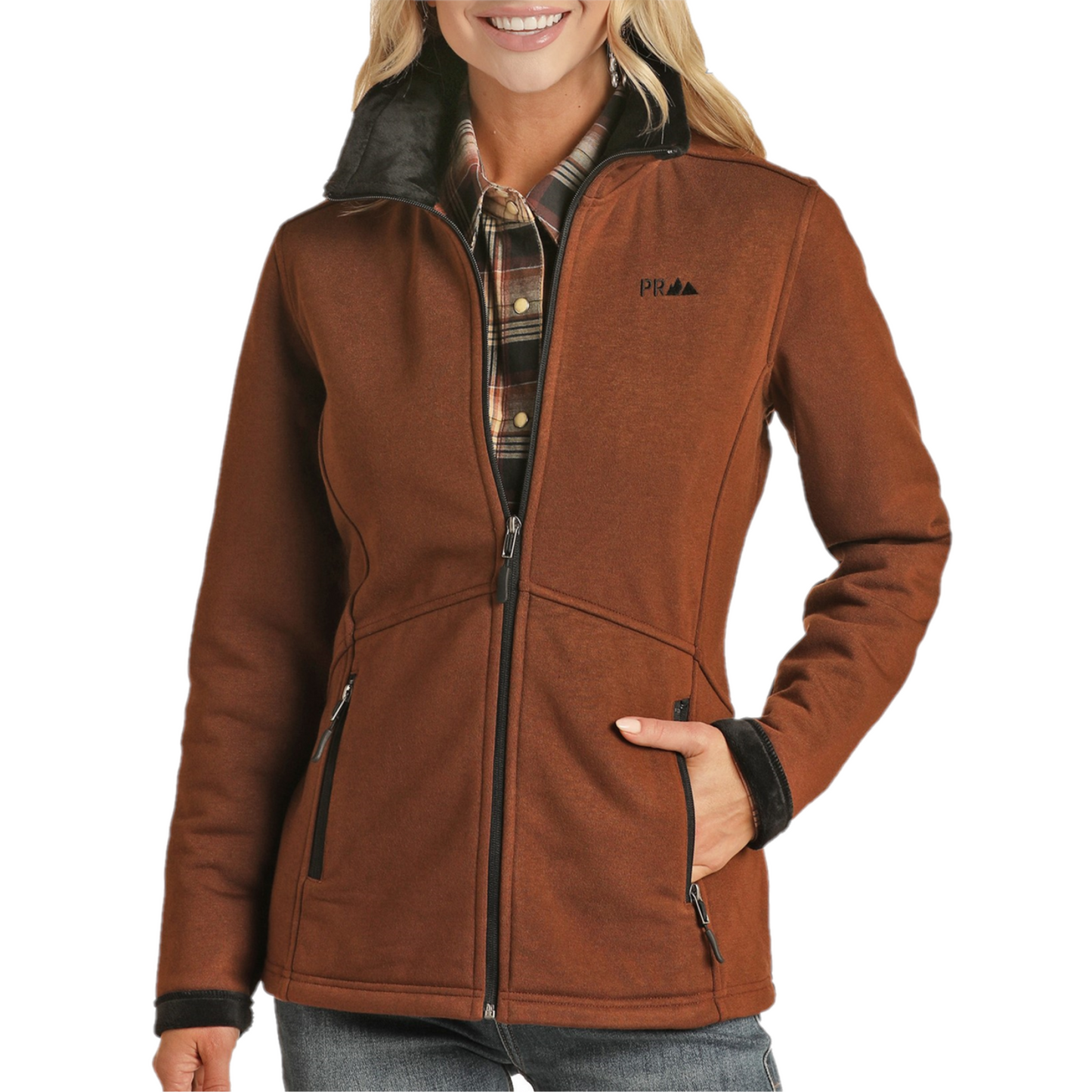 Panhandle® Ladies Heather Knit Rust Zip Up Jacket PRWO92RZYD-90