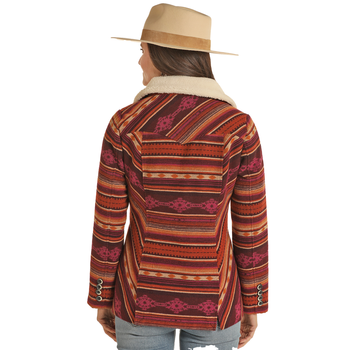 Powder River® Ladies Serape Stripe Fuchsia Wool Coat PRWO92RZYY-53