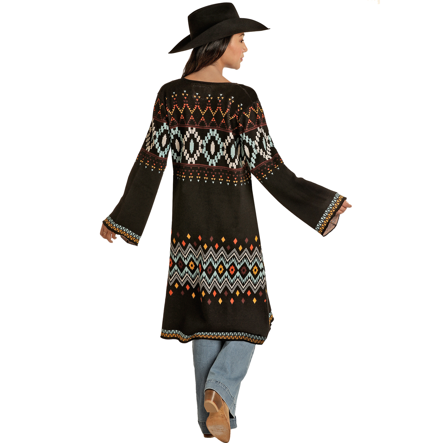 Powder River® Ladies Jacquard Aztec Long Sleeve Cardigan PRWO95RZX9-01