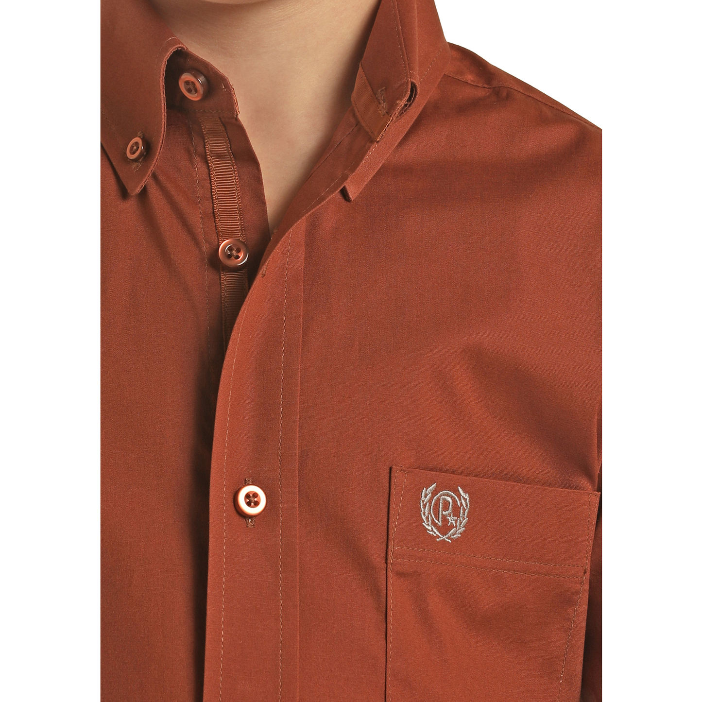 Panhandle Select® Youth Boy's Rust Solid Stretch Poplin Shirt PSBSODRZ2N-90