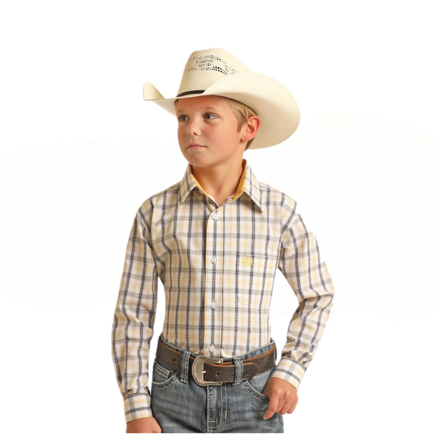 Panhandle Select® Youth Boy's Maize Plaid Button Down Shirt PSBSODRZ6L-76