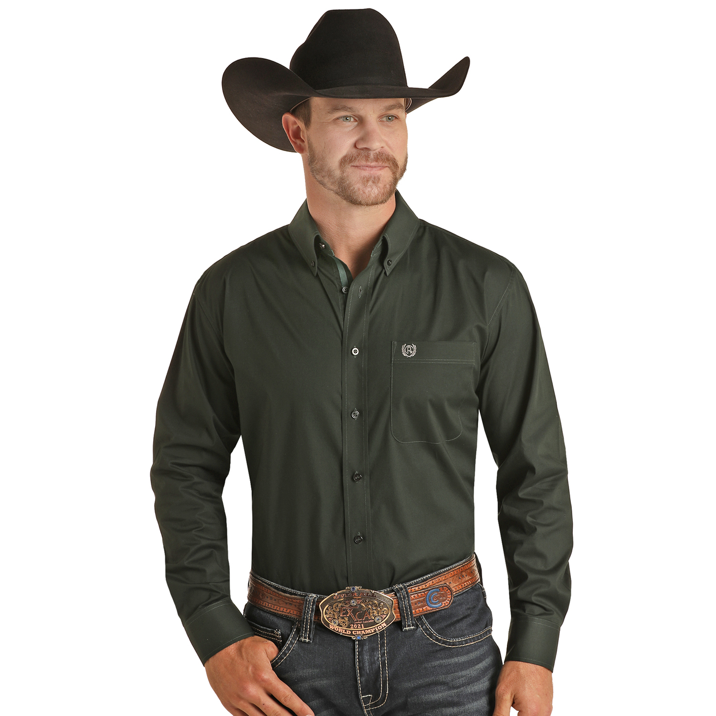 Panhandle® Men's Evergreen Solid Stretch Poplin Shirt PSMSODRZ2N-30
