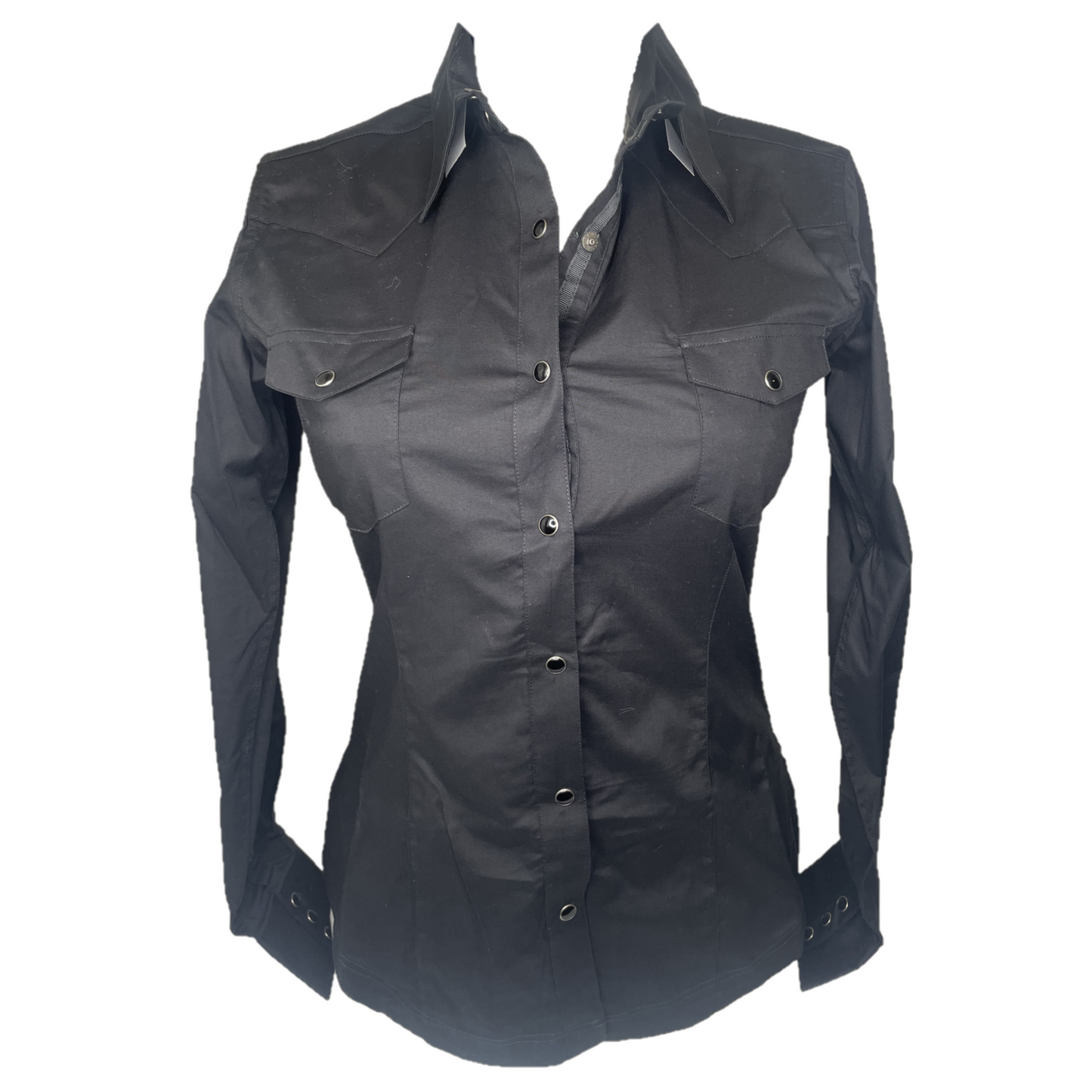 Panhandle® Ladies Solid Black Snap Button Down Shirt PSWSOSR0LT-01