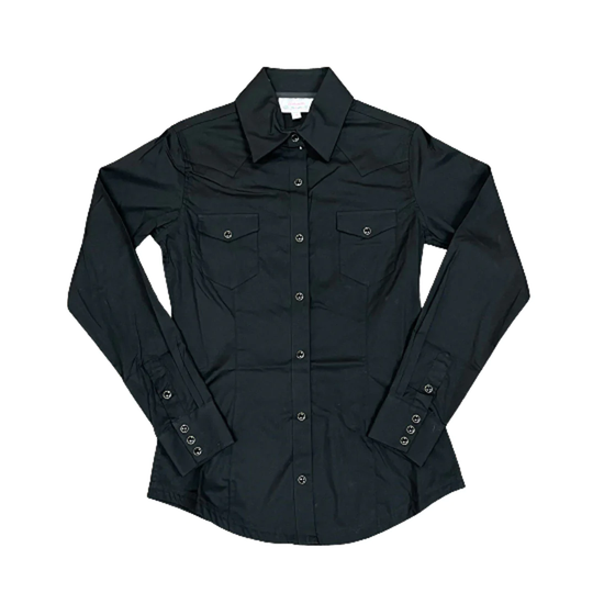 Panhandle® Ladies Solid Black Stretch Poplin Snap Shirt PSWSOSRZ2N-01