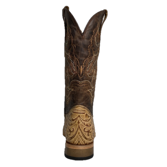 Cowtown® Ladies Oryx Floral Tooled Brown & Tan Square Toe Boots Q452