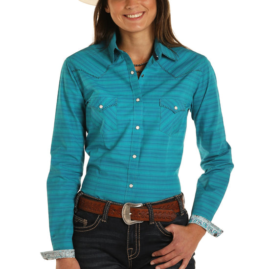 Panhandle Rough Stock Ladies Jacquard Print Long Sleeve Shirt R4S8453