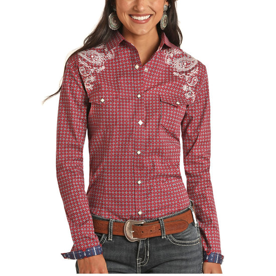 Load image into Gallery viewer, Panhandle RoughStock Ladies Long Sleeve Snap Shirt R4S9027
