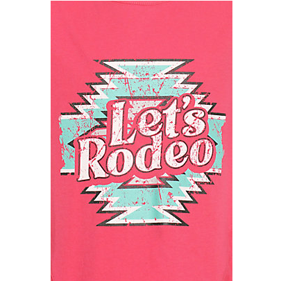 Rock & Roll® Girls Let's Rodeo Aztec Hot Pink Graphic T-shirt G3T3345