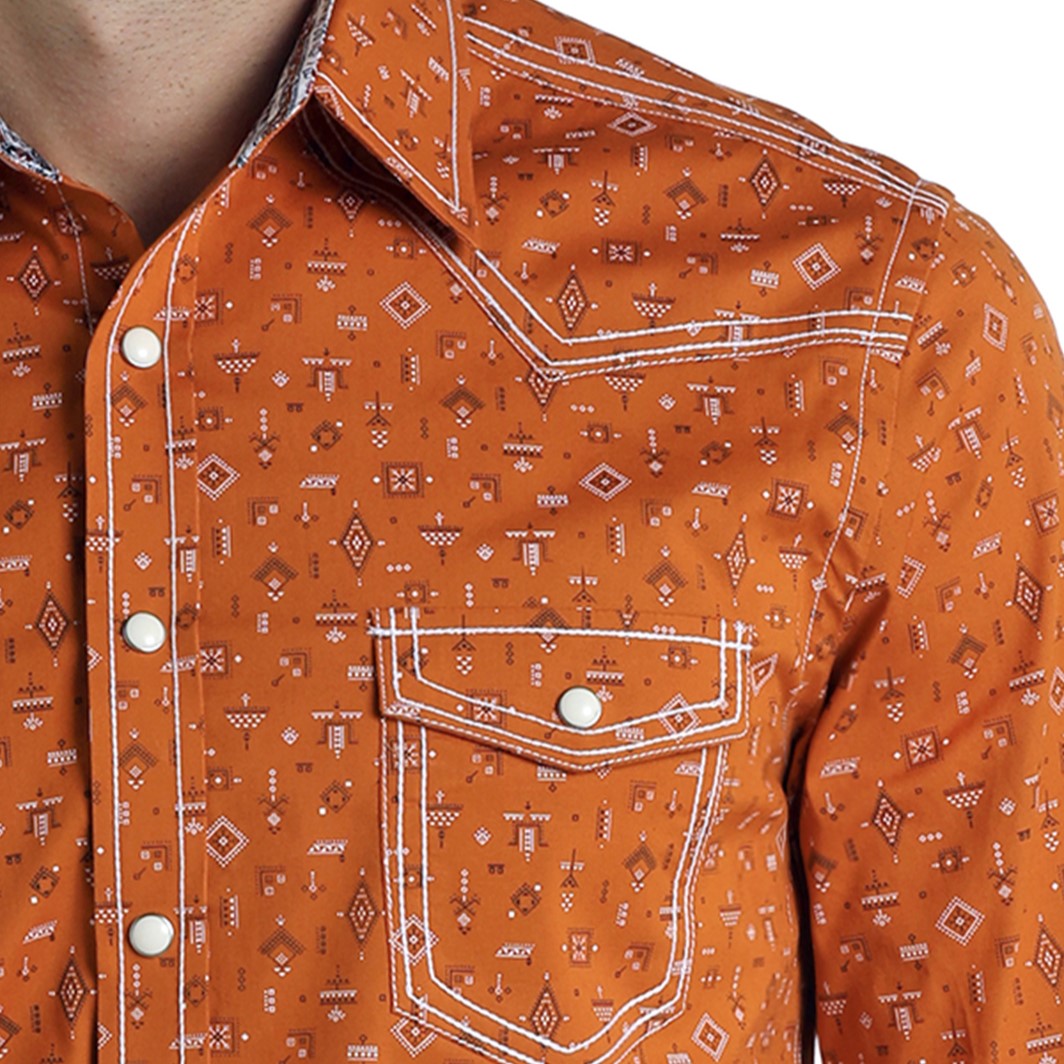 Rock & Roll Cowboy Men's Aztec Print Long Sleeve Shirt R8S6911
