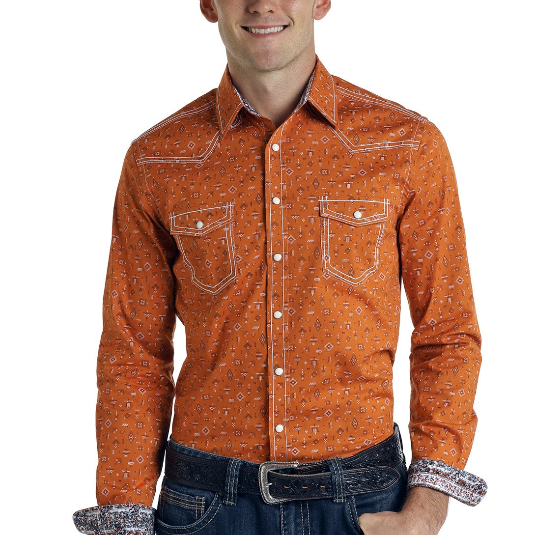 Rock & Roll Cowboy Men's Aztec Print Long Sleeve Shirt R8S6911