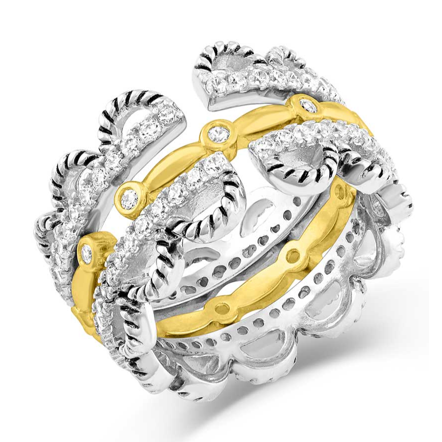 Montana Silversmiths® Western Lace Stacked Two Toned Ring RG5181