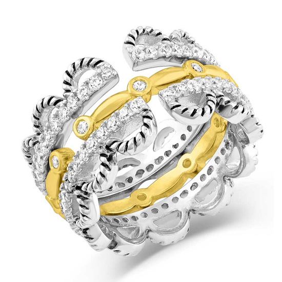 Montana Silversmiths® Western Lace Stacked Two Toned Ring